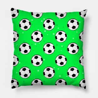 Football / Soccer Balls - Seamless Pattern on Green Background Pillow