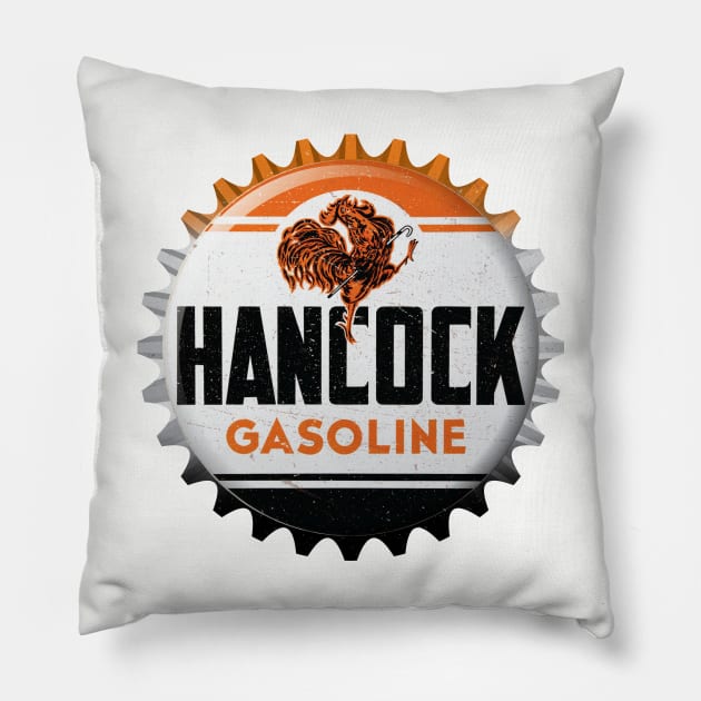 Hancock Gasoline Bottle Cap Retro T-Shirt Pillow by funkymonkeytees