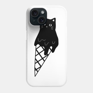 Melting Cat Ice Cream Black & White Simple Food Anime Neko Kawaii Art Phone Case