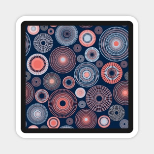 colorful circles | dark blue and coral Magnet