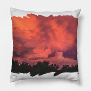 Pink Sunset above the trees Pillow