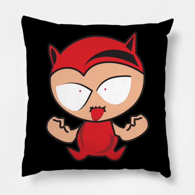 Cute Little Devil Cartoon Pillow by imdesign