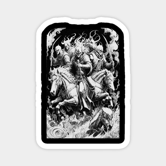 Four Horsemen of the Apocalypse Magnet by lyndsey craven