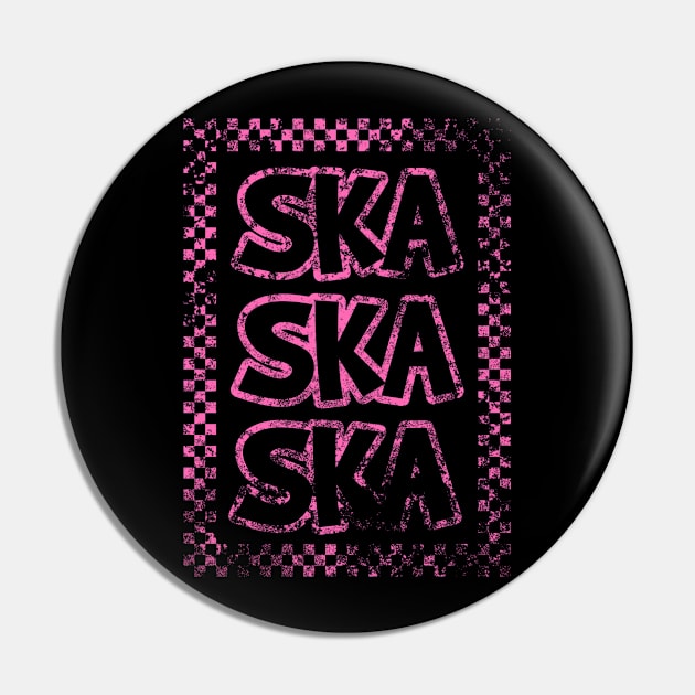 Ska Ska Ska Checker Frame--Hot Pink-Antiqued Pin by Mark Plaid