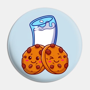 Cute Cookies With Milk Cartoon Pin