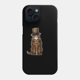 Vintage Steampunk Cat in Top Hat Design Phone Case