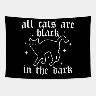 All Cats are Black in the Dark - Black Cat - Goth Cat Lover Tapestry