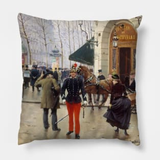 Painting Outside the Vaudeville Theater by Jean Beraud Pillow