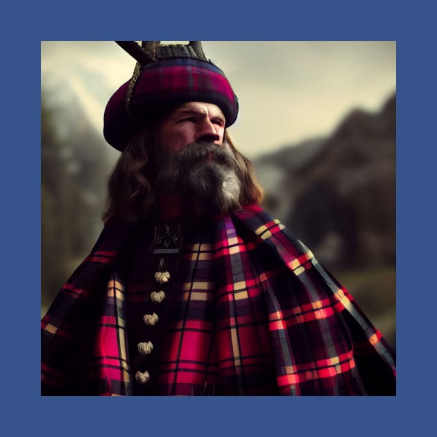 Scottish Highlander in Clan Tartan by Grassroots Green