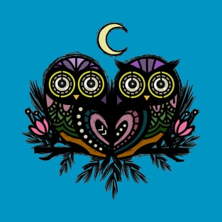 A Perfect Pair Of Midnight Moonlit Owls T-Shirt