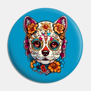 Sugar Skull Dog Pin