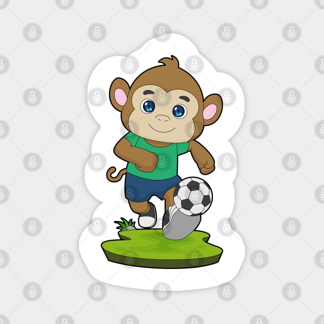 Monkey Soccer player Soccer Magnet by Markus Schnabel