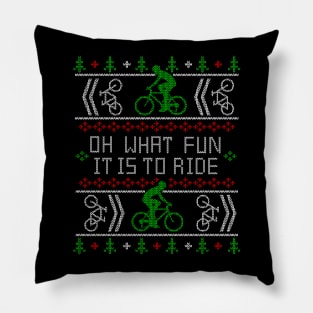 Biking Oh What Fun it is to Ride Ugly Christmas Sweater Bike Design Pillow