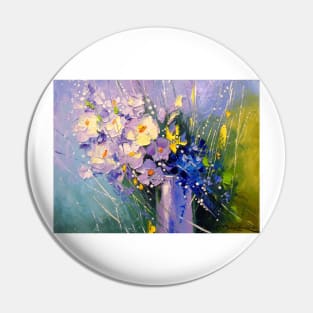 A bouquet of morning flowers in a glass Pin