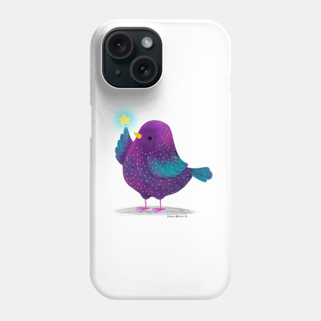 European Starling Bird with a star Phone Case by julianamotzko