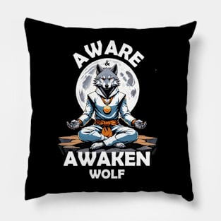 Aware and Awaken Wolf Pillow