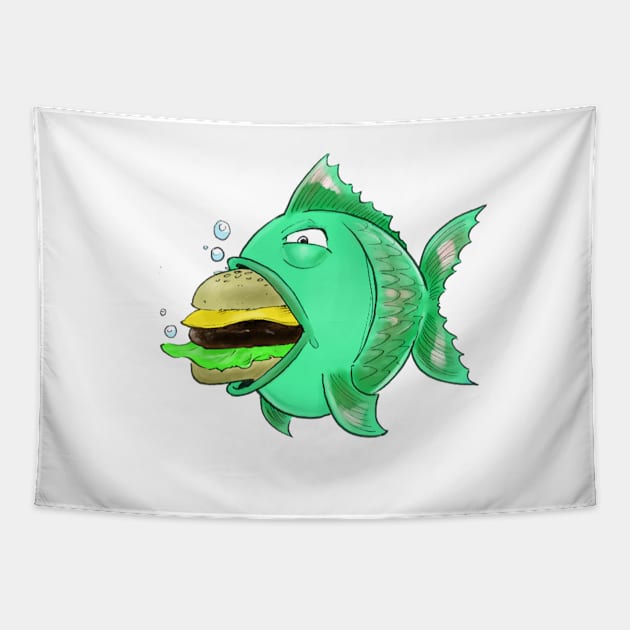 Fish Burger Tapestry by Schink