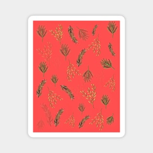 Peach - Pink Festive Leaf Design for Christmas and Seasonal Holidays Magnet