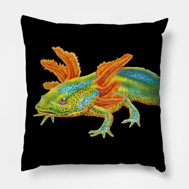 Axolotl Pillow by Tim Jeffs Art