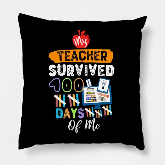 My Teacher Survived 100 Days Of Me Pillow by Yyoussef101