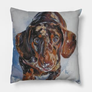 Dachshund Fine Art Painting Pillow