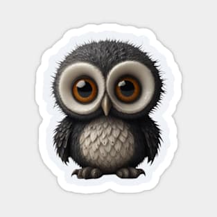 Cute Grey Baby Owl with Big Knowing Eyes Magnet