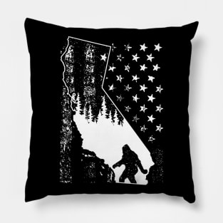 California Bigfoot American Flag Pillow