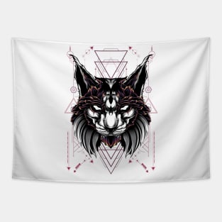 Lynx cat sacred geometry Tapestry