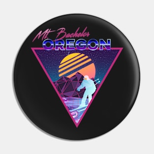 Retro Vaporwave Ski Mountain | Mt. Bachelor Oregon | Shirts, Stickers, and More! Pin