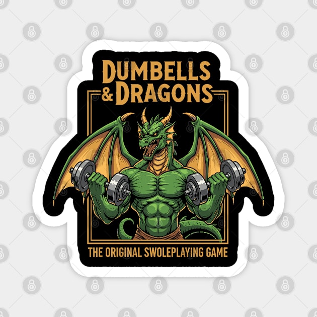 Dumbells and Dragons Magnet by enrynz