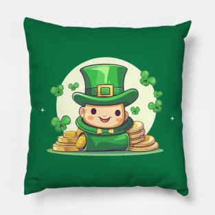 St Patricks day lucky day with shamrock Pillow