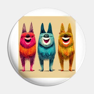 3 Colorful Canine Friends Pin