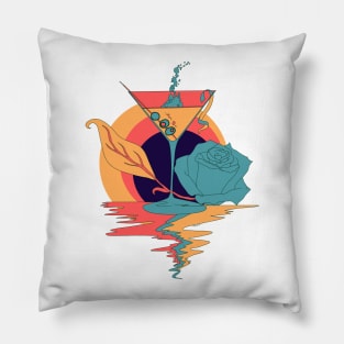 Retro Triad Martini and Rose Pillow