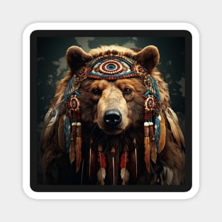 Spirit of the Wild: Native American Bear Art Print - Indigenous Wildlife Decor Magnet