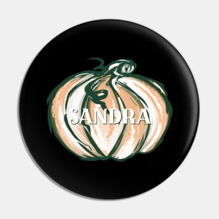 Halloween SANDRA Watercolor Pumpkin Jack O Lantern Handpainted Pin