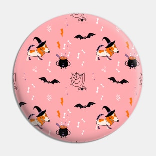 Cute print with a puppy in a witch costume Pin