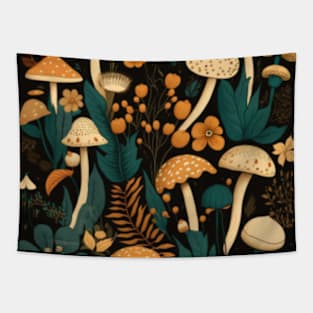 Vintage Illustration Mushroom Tapestry