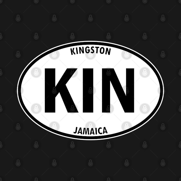 Kingston, Jamaica, KIN, Oval Travel Sticker. Perfect road trip memory to remember your fun vacation as a travel luggage or car bumper sticker. by SeaStories