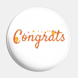 Congrats With Birds and Flowers Pin