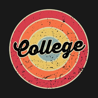 Retro Vintage Sunset Circle Logo College T-Shirt