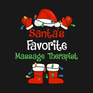 Santa's Favorite Massage Therapist Funny Christmas Pajamas T-Shirt