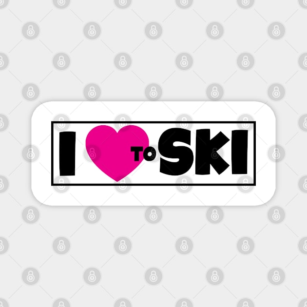 I LOVE TO SKI SKIING MOUNTAINS SKIER HEART Magnet by TravelTime