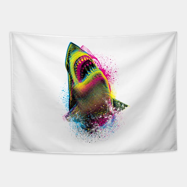 Cmyk Shark Tapestry by Moncheng