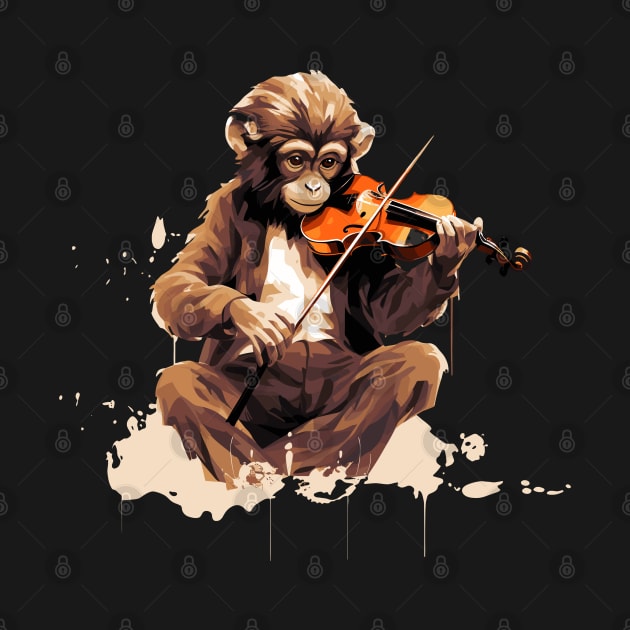 Monkey Playing Violin by Graceful Designs