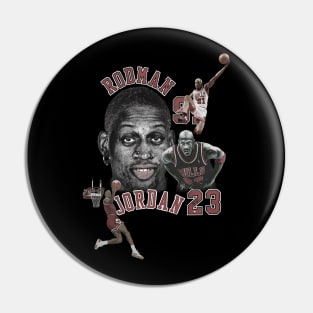 Dennis Rodman Bulls 91 & Michael Jordan 23 Vintage Pin