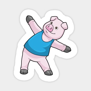 Pig at Yoga Stretching Magnet