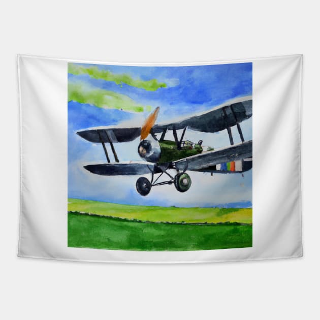 Biplane Watercolor Tapestry by Starbase79