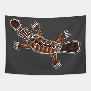 An illustration based on aboriginal style of dot painting depicting Platypus Tapestry