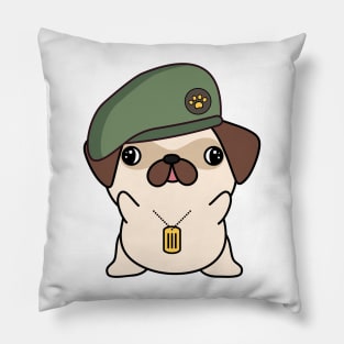 Green Beret Pug Pillow