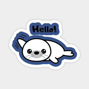 Cute Waving Seal Hello Cartoon Design Magnet